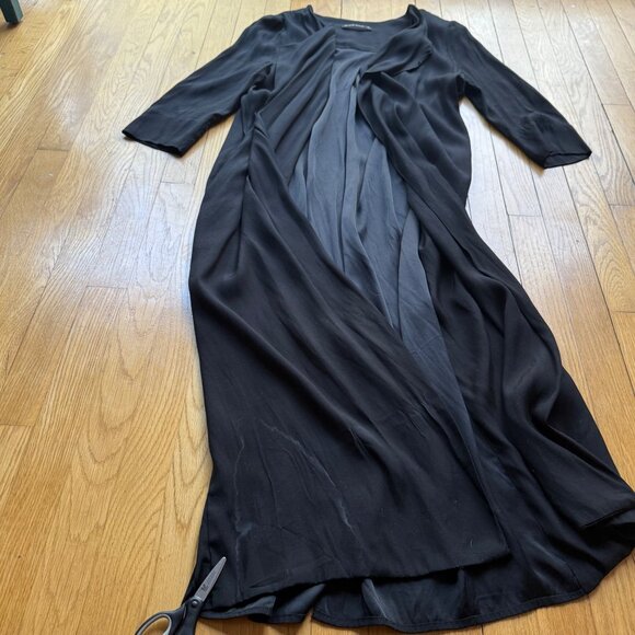 Black Halo Size M Black Mini Slip Dress with 3/4 Sleeve Long Drape Cardigan - Picture 16 of 16
